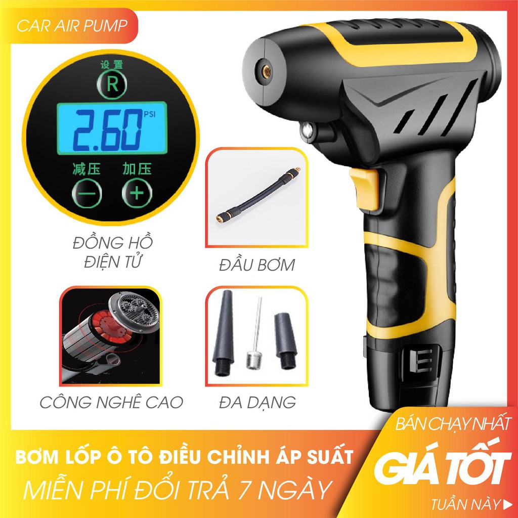 [GIẢM GIÁ SIÊU BẤT NGỜ] Máy bơm lốp ô tô điều chỉnh áp suất Car Air Pump, bơm bánh sạc dự phòng, cho xe hơi