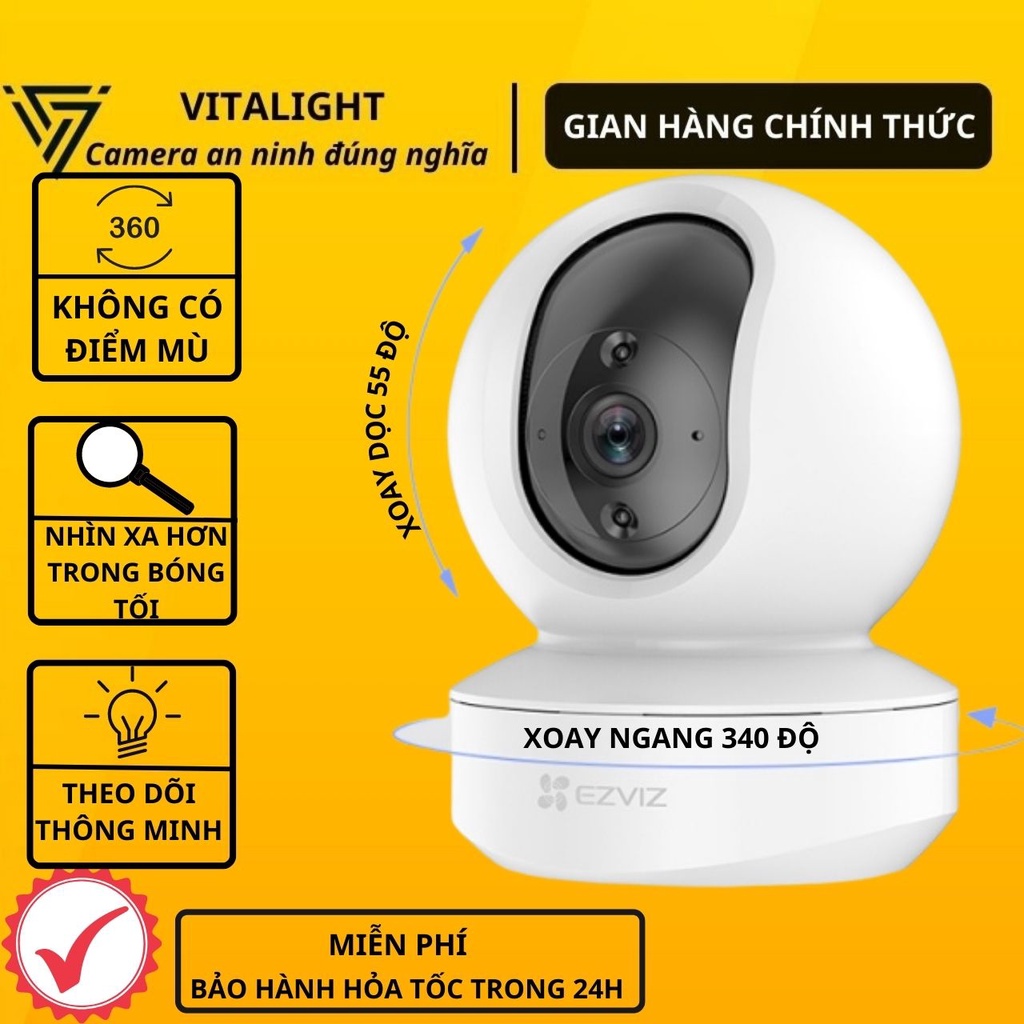 Camera wifi ezviz TY1, độ phân giải Full HD1080P, đàm thoại 2 chiều cùng cảnh báo về điện thoại l VITALIGHT OFFICAL