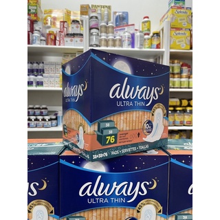 Băng vệ sinh Overnight Always Ultra Thin 76 miếng của Mỹ