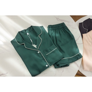Bộ Pijama cộc đùi nữ Chất Liệu Lụa Cao Cấp