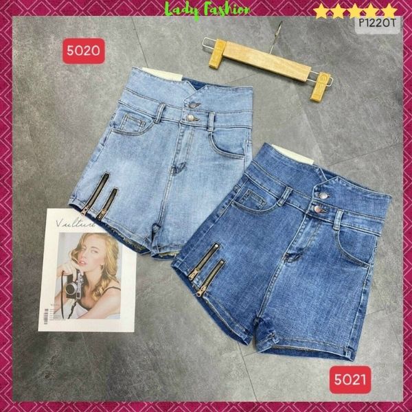 Quần Short Jean Nữ cạp cao💖FREESHIP💖 Quần Sọt Ngố Nữ chất bò cao cấp co giãn nhẹ phối lưng kiểu Lady Fashion - QSJN5020