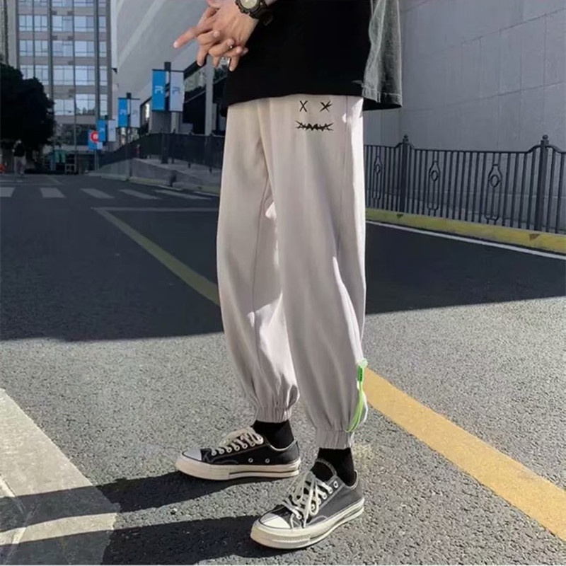 Quần ống rộng in họa tiết hoạt hình phong cách Hàn Quốc thời trang cho nam