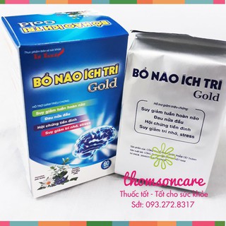 Bổ não ích trí Gold - Lọ 60 viên - Tăng tuần hoàn não - Ngăn ngừa thiếu máu não.