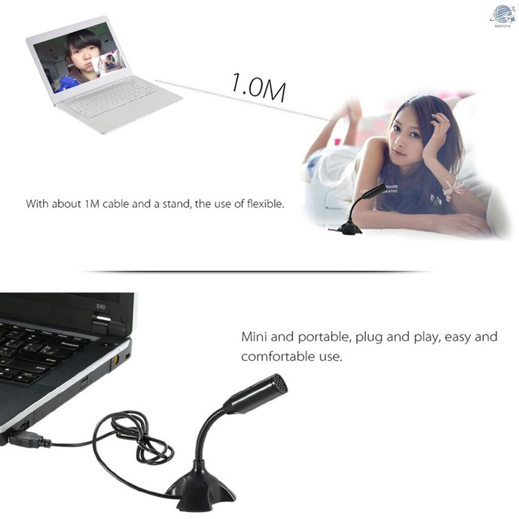 BF USB Computer Microphone with Stand Portable for PC Laptop Recording Gaming Online Chatting Desktop Omnidirectional Condenser Microphone