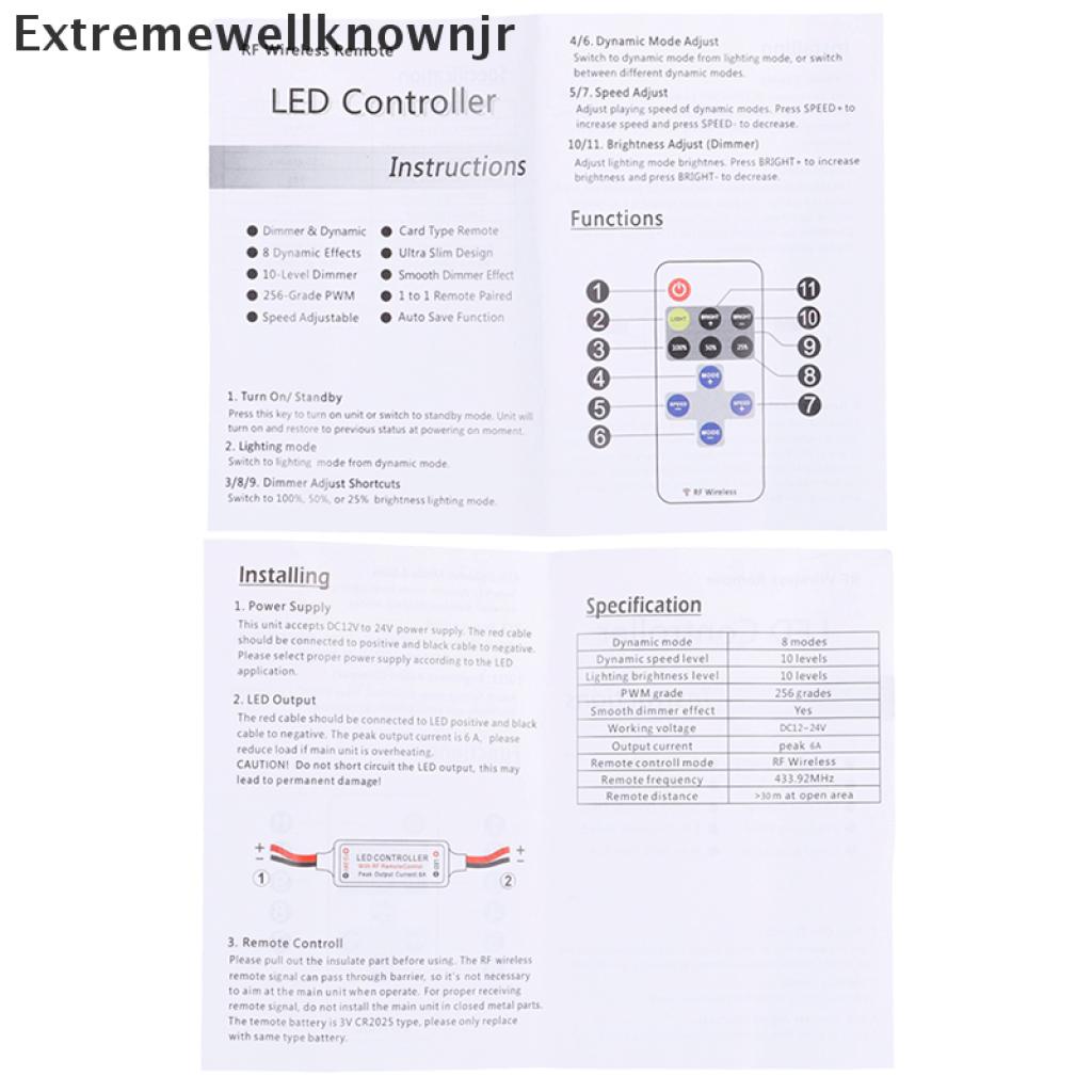 EWJR 1Set 12v rf wireless remote switch controller dimmer for led strip light HOT