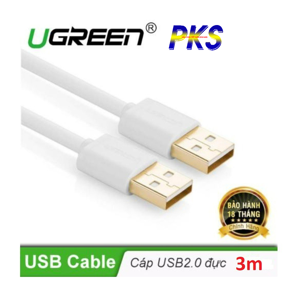Cáp USB hai đầu đực mạ vàng dài 3m Ugreen 30135 cao cấp
