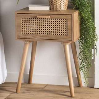 [Mẫu Đang Hot] Tủ Đầu Giường Lưới Mây Mắt Cáo Gỗ Ghép, Phong Cách Scandinavian - Nội Thất Gọn Gàng Store
