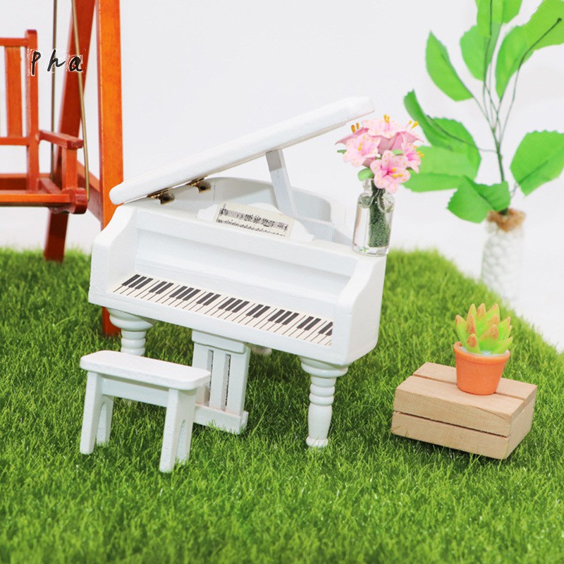 Đàn Piano Mini Bằng Gỗ Tỉ Lệ 1 / 12 Trang Trí Nhà Búp Bê