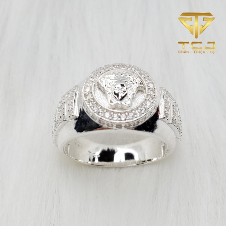 Nhẫn nam Bạc Ý thiết kế 3D lịch lãm nam tính RM0193 Trang sức Toàn Cầu TCJ