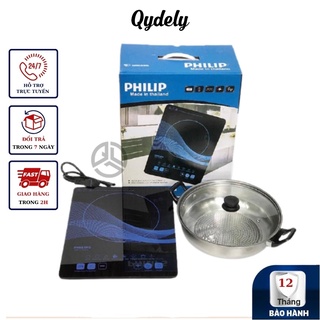 Bếp từ cảm ứng Philip nhập khẩu Thái Lan , bếp từ Philips đơn công suất 2200w tặng kèm nồi Inox 304 vung kính - QYDELY