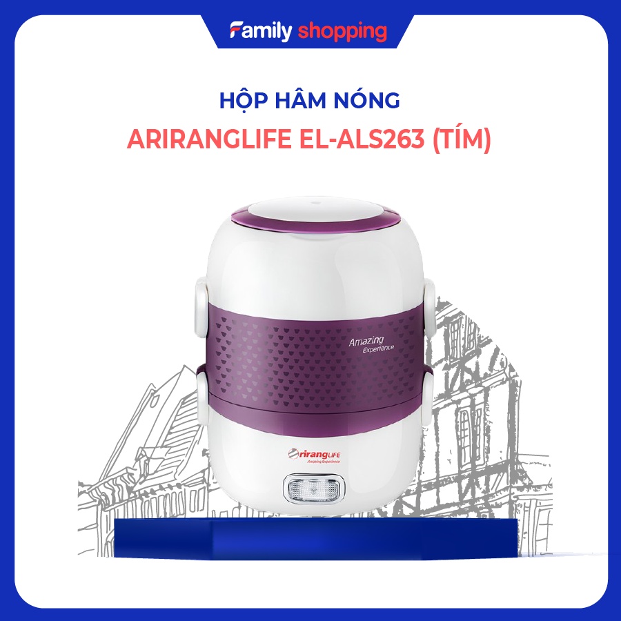 Hộp cơm cắm điện + hâm nóng 2 tầng ArirangLife EL-ALS263 (Tím)