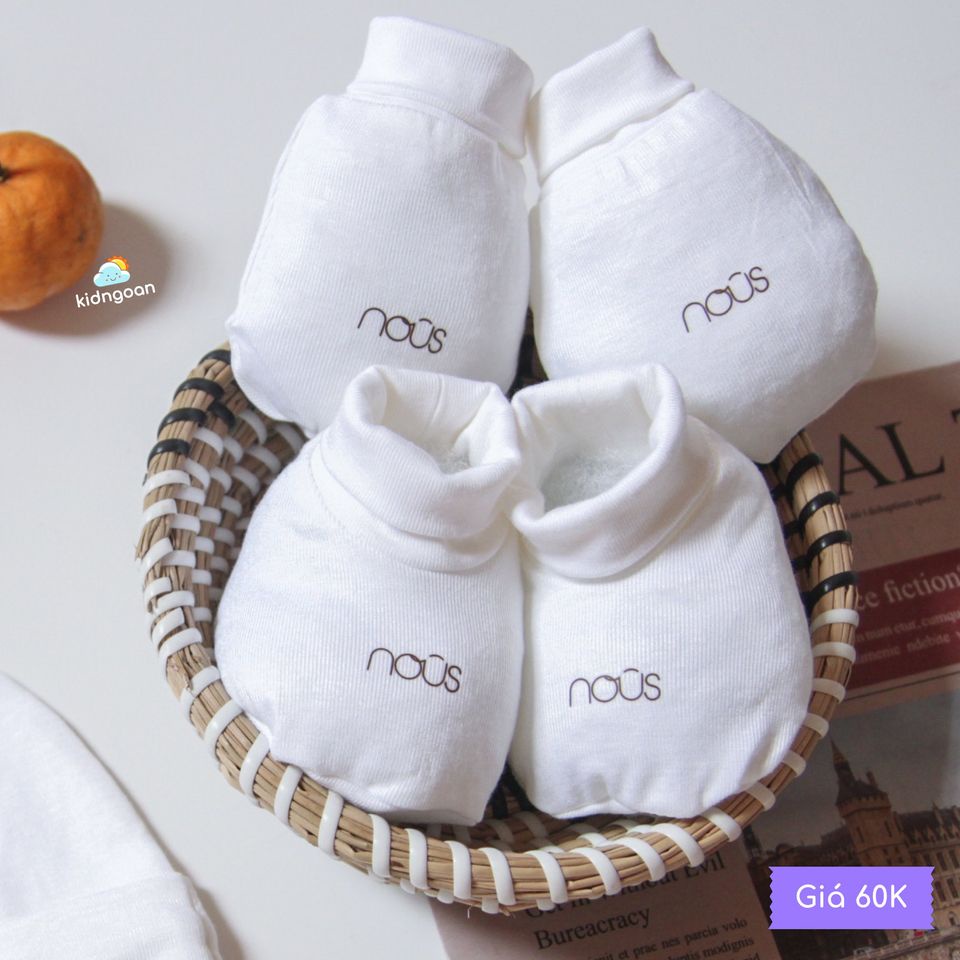 Set bao tay, bao chân Nous sơ sinh, em bé cao cấp đủ màu siêu co giãn, mềm