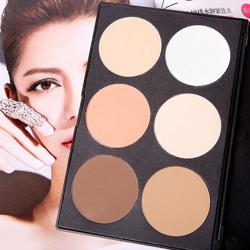 (hàng Mới Về) Bảng Phấn Nén 6 Màu Trang Điểm Tạo Khối Má Hồng Đa Năng