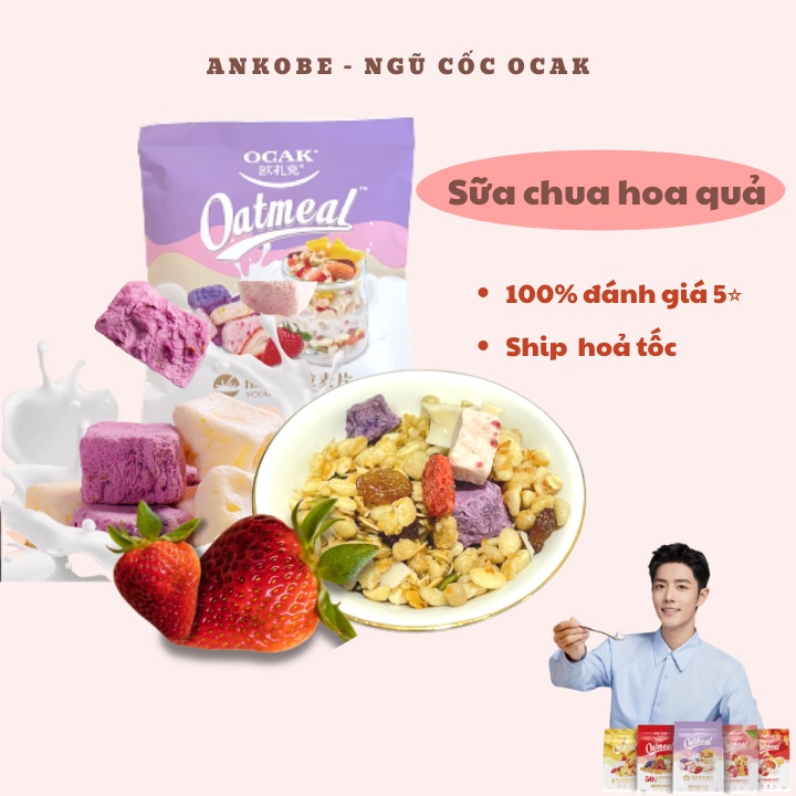 Ngũ cốc sữa chua hoa quả Ocak 400 gram ít béo dùng để ăn kiêng có hỗ trợ giảm cân Calbee Ankobe