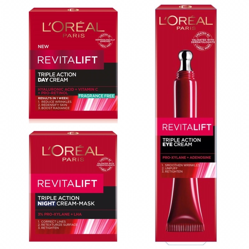 L'OREAL Kem dưỡng da mắt ban đêm Revitalift Laser X3