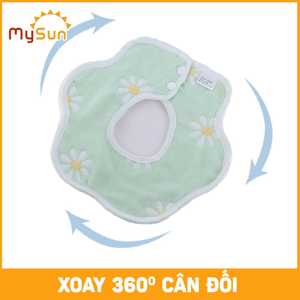 Yếm vải cho bé COTTON Khăn yếm xô vải tam giác tròn ăn dặm 6 lớp cotton siêu hút ẩm cho bé trai gái sơ sinh - MYSUN