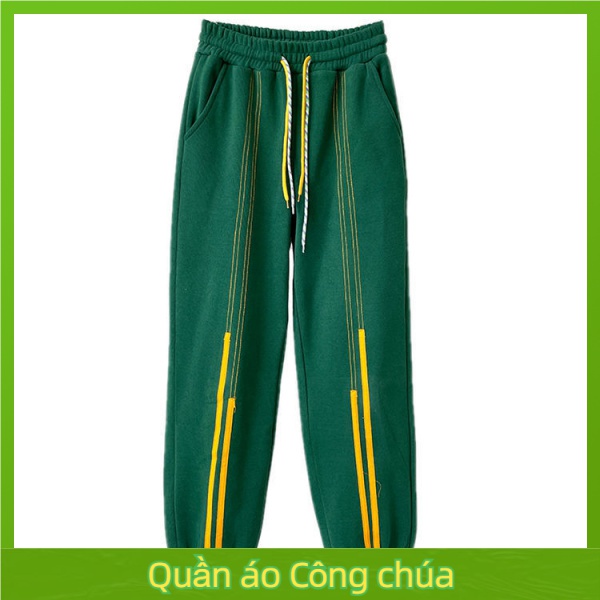 Quần Thể Thao Rút Dây Dáng Thẳng Màu Xanh Lá Cây Giản Dị Phong Cách Âu Mỹ Cho Nữ Z3