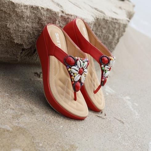 HOT Dép nữ cao cấp_Sandal nữ xỏ ngón đế xuồng đi biển 5cm cao cấp. Dép nữ xỏ ngón đi biển đế xuồng. Xăng đan nữ xỏ ngón