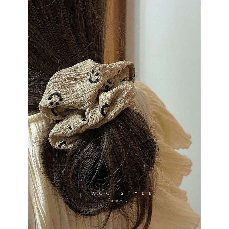 Dây Cột Tóc Ruy Băng Họa Tiết Mặt Cười Thời Trang Hàn Quốc