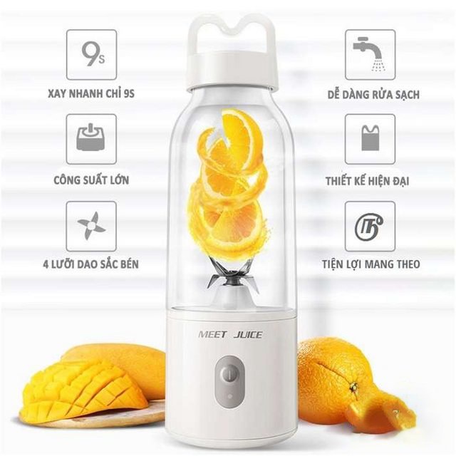 Máy xay sinh tố cầm tay YOICE 4 lưỡi dao sắc bén không rỉ, dung tích 500ml, nhỏ gọn tiện lợi khi đi chuyển - MEET JUICE