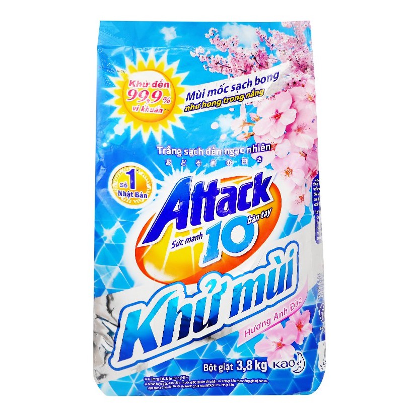 Bột giặt Attack khử mùi hương hoa anh đào 3.8kg