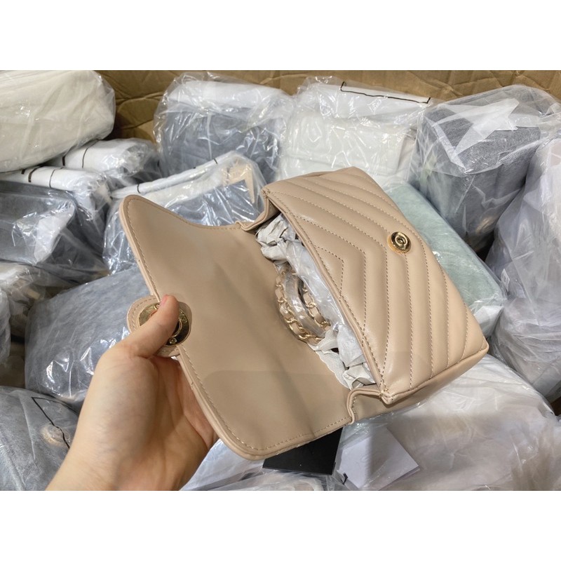 Túi Lyn khoá tròn dây hạt ngọc đeo chéo