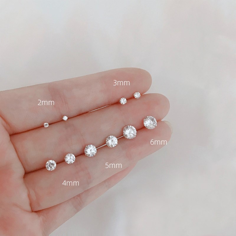 Bông tai nụ bạc, kiểu dáng đính đá , đá 2-6 mm giá lại yêu