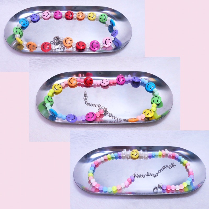 (có sẵn) dây chuyền / vòng tay mặt cười chuỗi hạt pastel ulzzang trendy Hàn Quốc