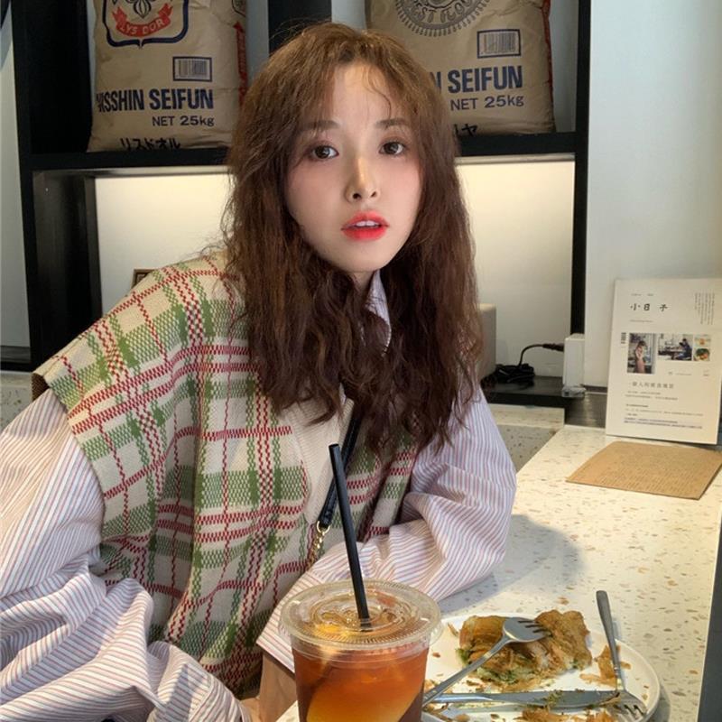 New Korean V-neck Plaid women's Vest