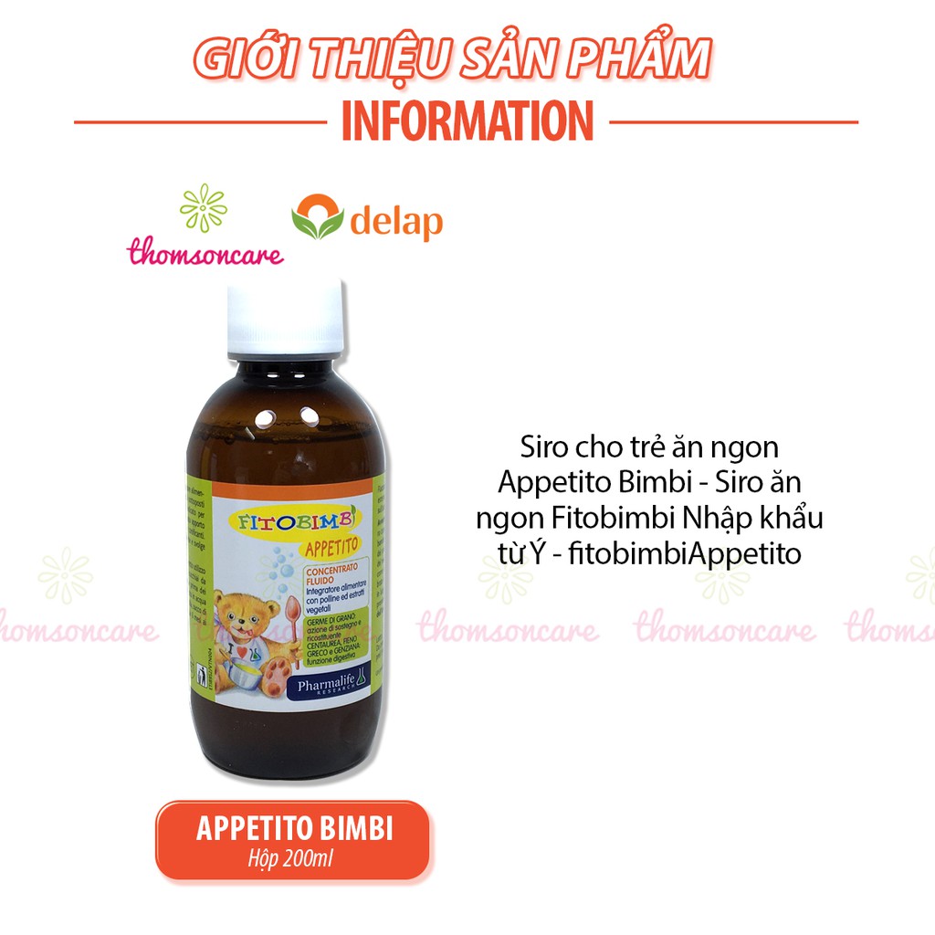 Siro ăn ngon cho bé Appetito Bimbi của Fitobimbi - Nhập khẩu từ Ý, bé hết biếng ăn, trẻ ăn nhanh hơn