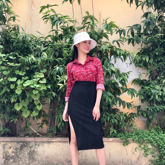 Chân váy công sở dài bigsize xẻ tà màu đen dài 70cm [size từ 48-85kg] | BigBuy360 - bigbuy360.vn