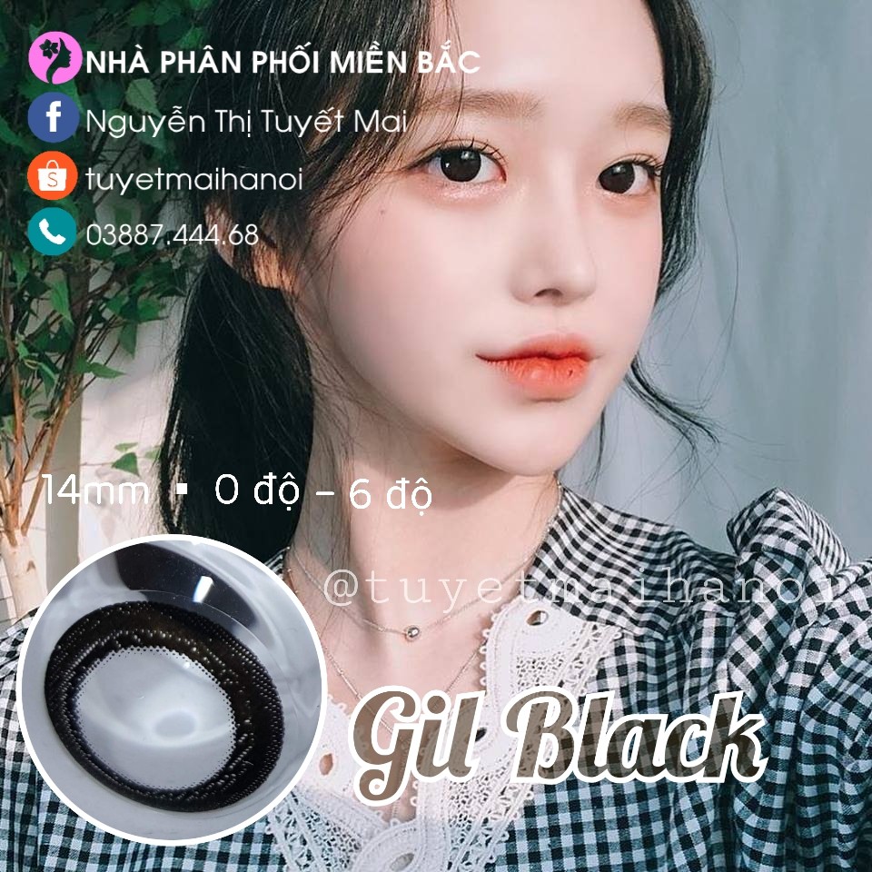 Lens Đen Tự Nhiên Gil Black 14mm Cận Từ 0 đến 6 Độ - Kính Áp Tròng Vassen Hàn Quốc