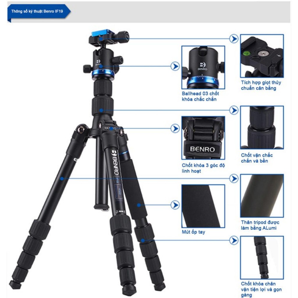 BENRO IS 05 - Chân Đế Tripod Cao Cấp Cho Máy Ảnh Và Máy Quay