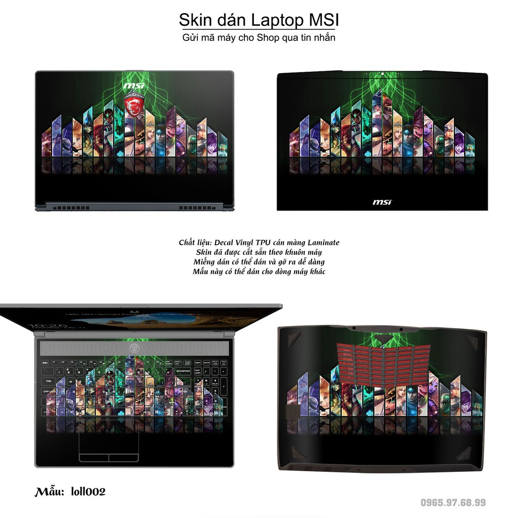 Skin dán Laptop MSI in hình Liên Minh Huyền Thoại (inbox mã máy cho Shop)