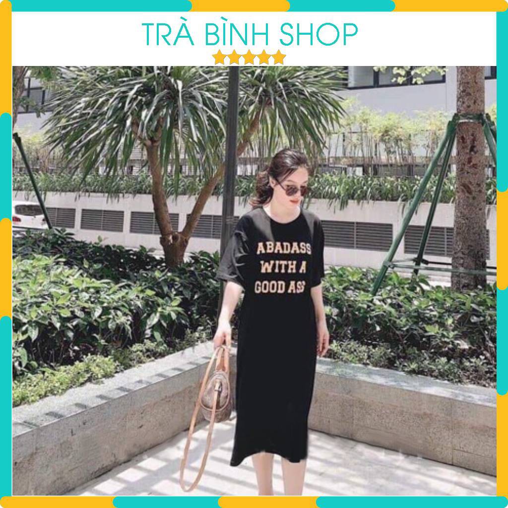 Váy Suông Dáng Dài Đầm Suông Nữ Xoắn Lưng Họa Tiết Chữ Adabat Form Rộng Chất Thun Cotton Hàng VNXK