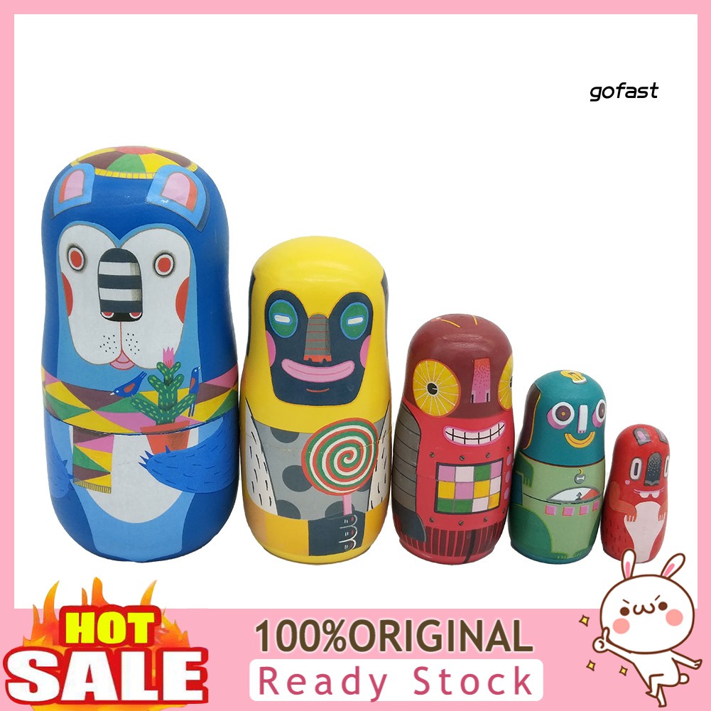 Set 5 Búp Bê Nga Matryoshka Hoạ Tiết Hoạt Hình