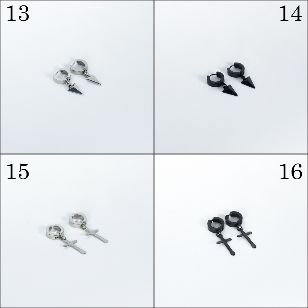 Khuyên tai nam nữ tròn Thép Titan Không Gỉ Phối Đá Nhân Tạo