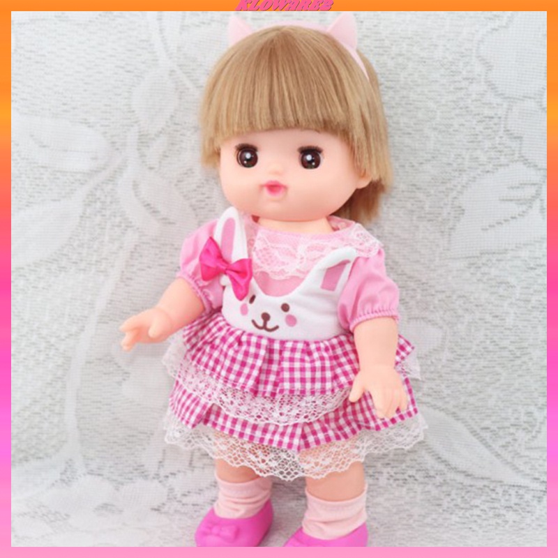 [KLOWARE2]Handmade Fashion Plaid Dress for 25cm Mellchan Doll Accessory Pink