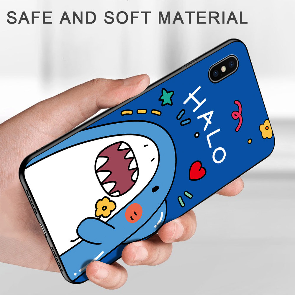 iPhone 11 Pro Max X XS XR ip cho Cartoon Cute Crocodile Dinosaur Shark Phone Case Shockproof Soft Casing Silicone Matte Cases Protective Cover Ốp lưng điện thoại
