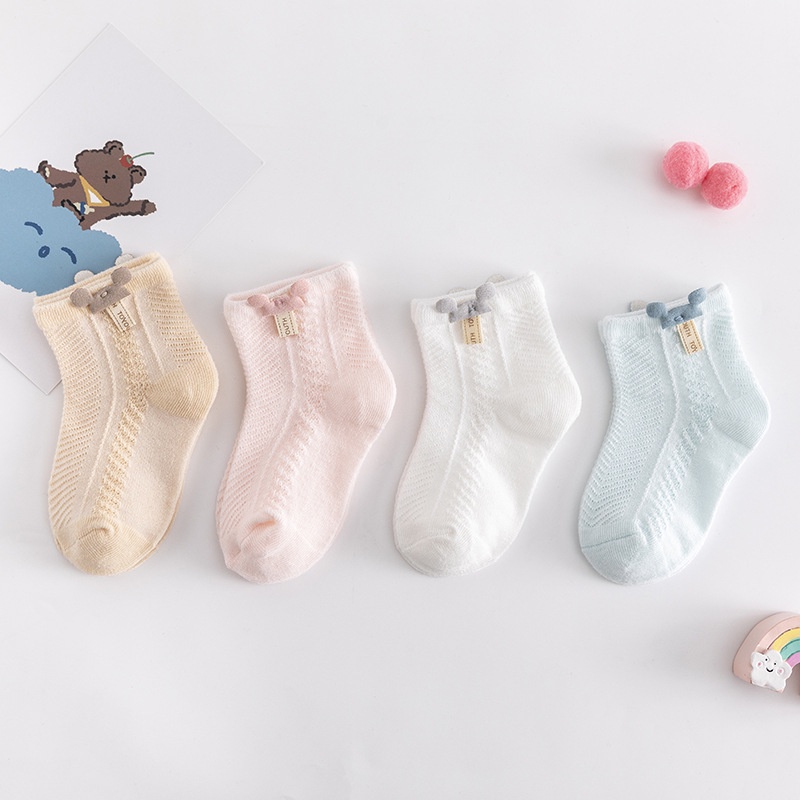 1 Đôi Vớ Lưới Cotton Mềm Thoáng Khí Mùa Hè Dễ Thương Cho Bé Sơ Sinh 0-2 Tuổi
