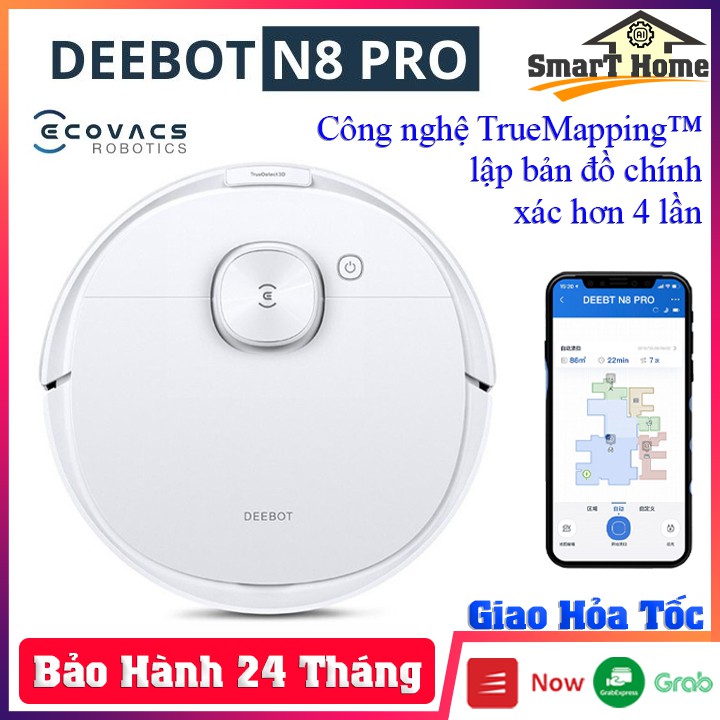 Robot Hút Bụi Lau Nhà Deebot OZMO N8 Pro - Robot Lau Nhà Sử Dụng Tiếng Việt , Lực Hút 2600pa , Tránh Vật Cản Tự Động