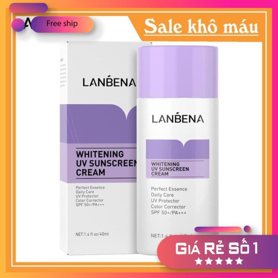 Kem Chống Nắng LANBENA Chống Tia UV Màu Tím Làm Trắng Da Dành Cho Da Mặt SPF50+ 40ml