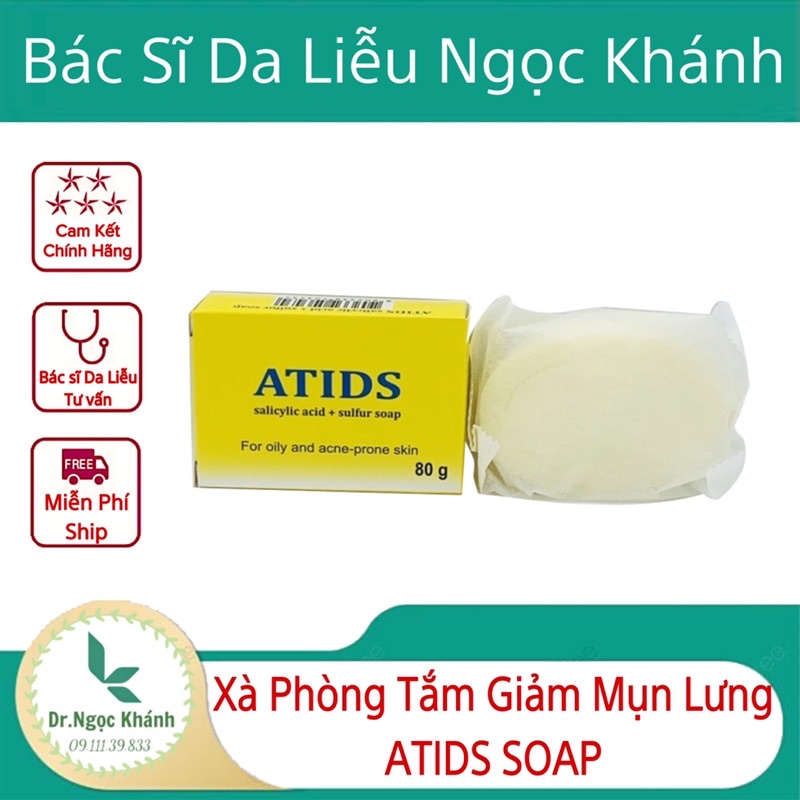 ✅[Chính Hãng] Xà Phòng Tắm ATIDS SOAP 80g Giảm Mụn Lưng, Làm Sạch Da