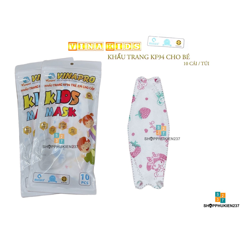 Khẩu Trang Trẻ Em KF94 Vina Kids Cao Cấp Đa Dạng Họa Tiết Cho Bé