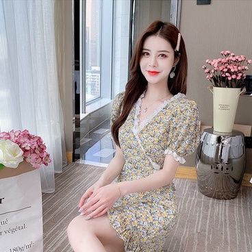 Đầm Thiết Kế Mỏng Họa Tiết Hoa Xinh Xắn Thời Trang Mùa Hè Theo Phong Cách Pháp