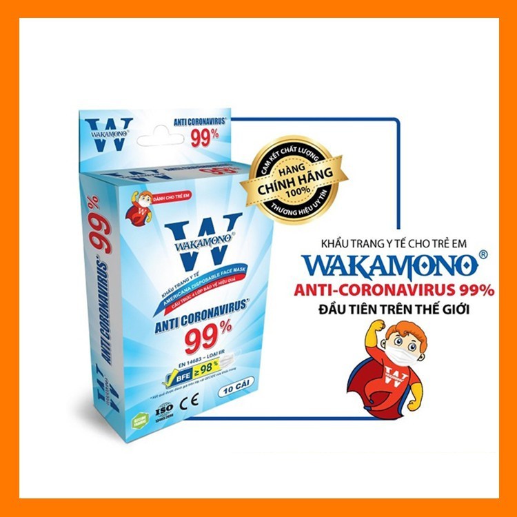 Khẩu Trang Wakamono Trẻ Em Chính Hãng 4 Lớp Hộp 10 Cái