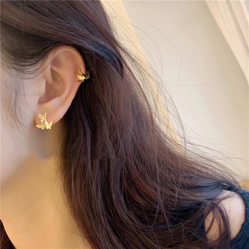 Đôi khuyên tai mạ bạc 925 hình bướm đáng yêu cho nữ