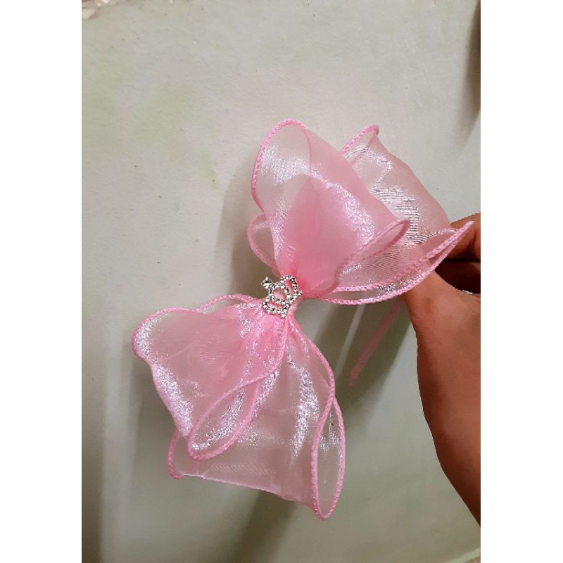 Cài tóc voan bèo đính vương miện cho bé