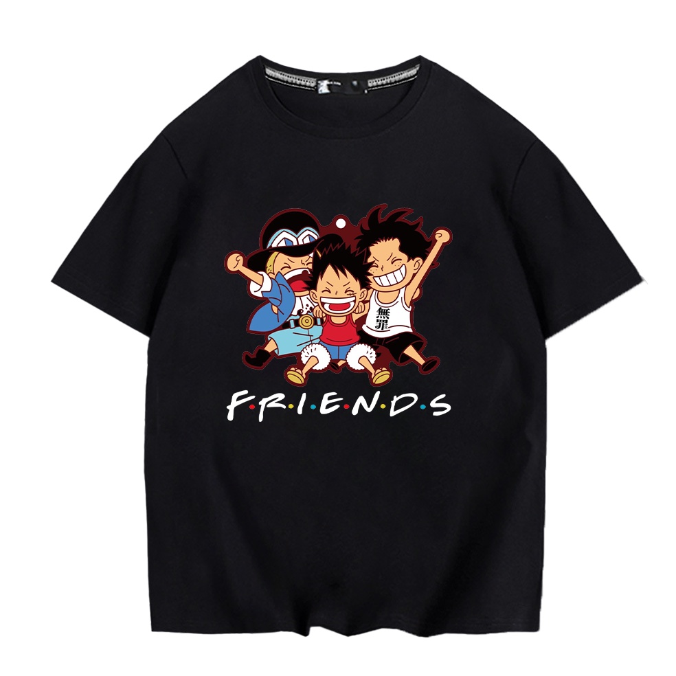 Áo thun form rộng in One Piece bộ 3 Luffy Sabo Ace 2 màu trắng đen cực đẹp OP34