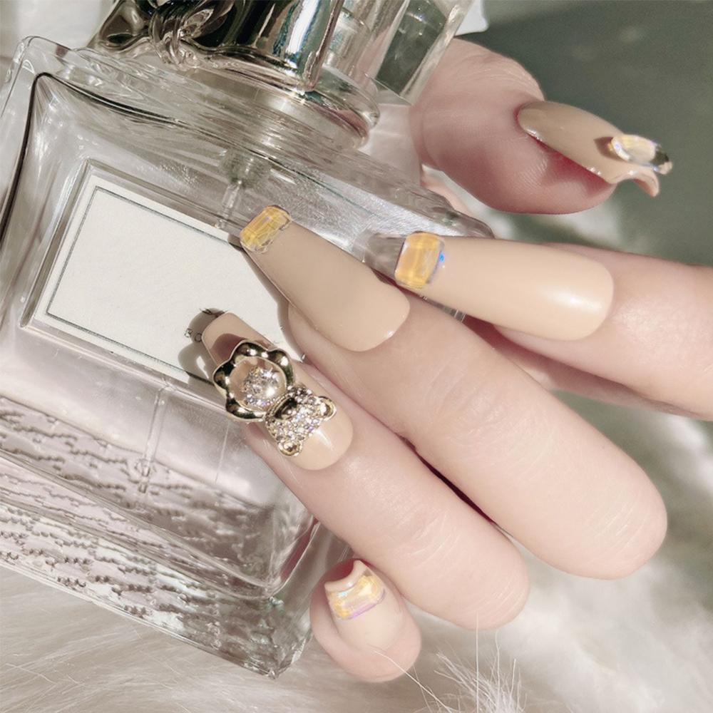 Móng Tay Giả 3D|Trái Tim 3D Lấp Lánh|Trang Sức Móng Tay Gấu Zircon